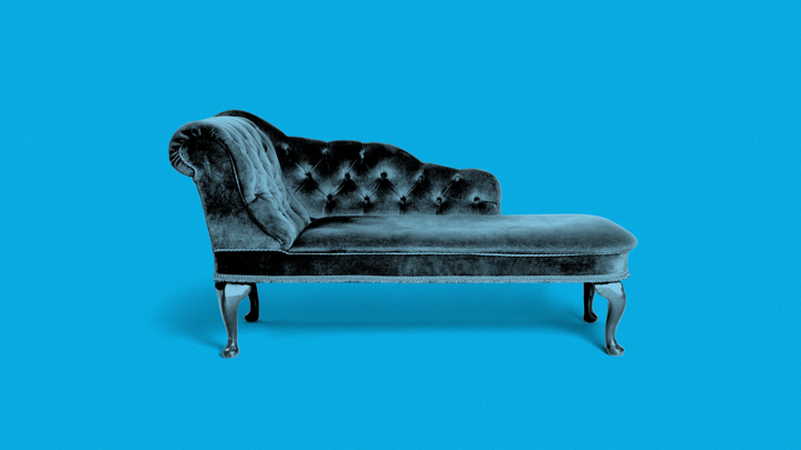 A picture of a therapist's couch