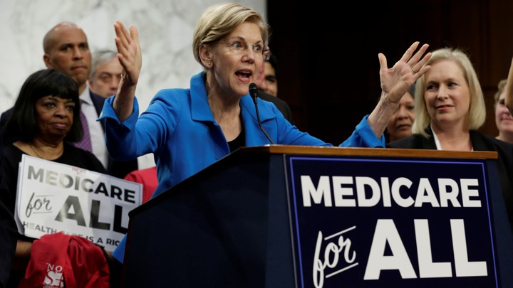 Senator Elizabeth Warren speaks at an event to introduce the Medicare for All Act of 2017.