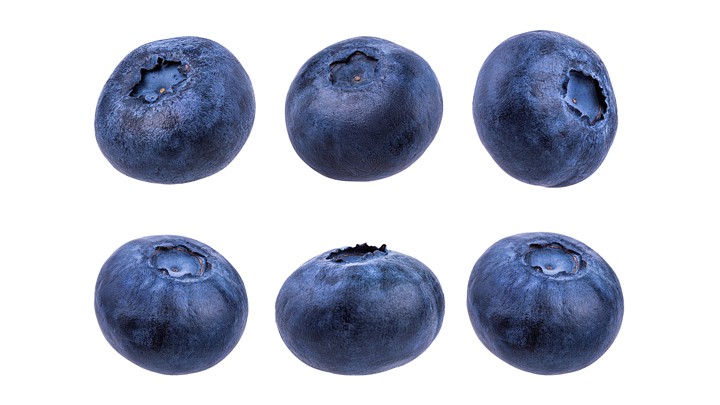 Fresh blueberries on a white background