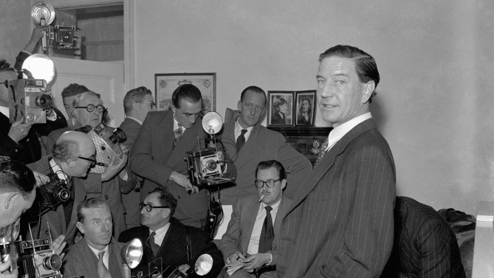Kim Philby at a press conference in his parent's London home, in November 1955