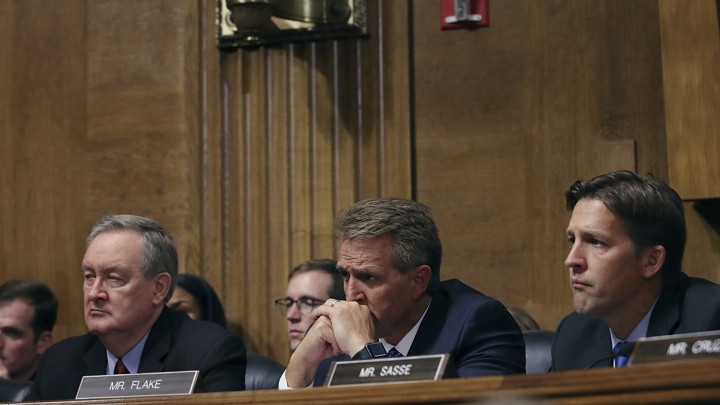 Image result for photos of senator flake at hearing