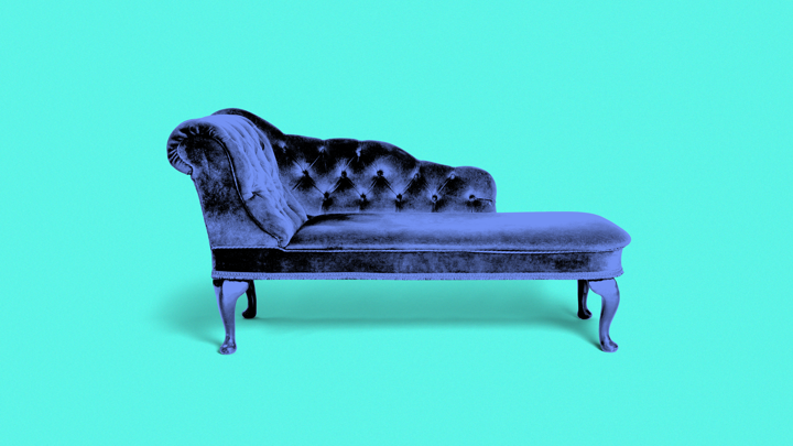 A picture of a therapist's couch