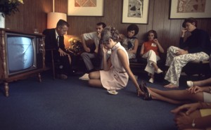 A family watches the launch of NASA's Apollo 10 mission