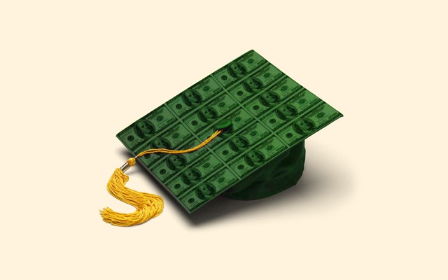 A graduation cap made of money