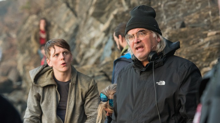 Paul Greengrass (right) and Jonas Strand Gravli (left) on set for '22 July'