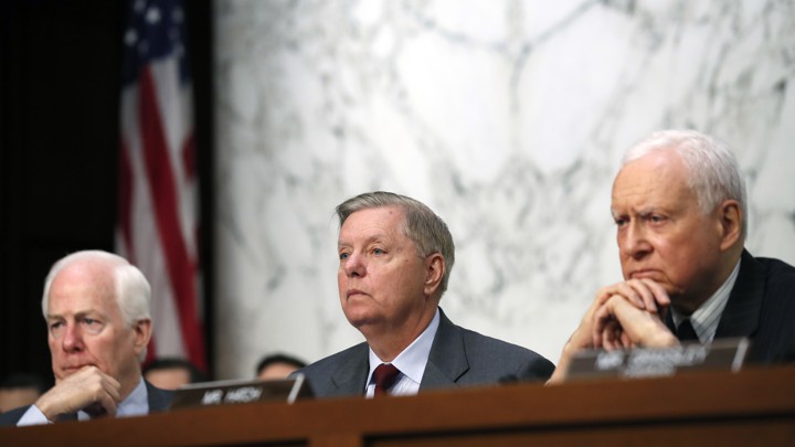 Senators John Cornyn, Lindsey Graham, and Orrin Hatch at the Brett Kavanaugh hearings