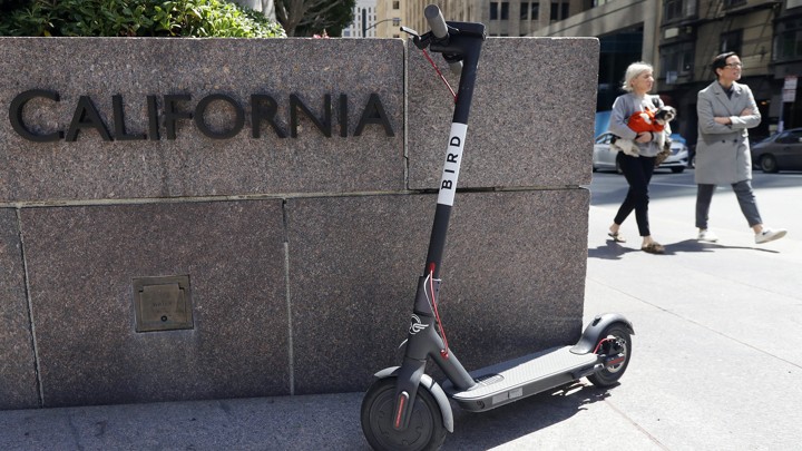 A black Bird scooter