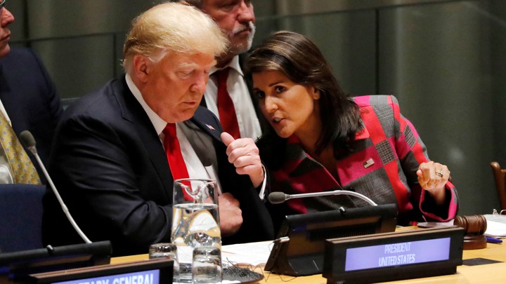 President Donald Trump and UN Ambassador Nikki Haley during the United Nations General Assembly