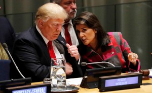 President Donald Trump and UN Ambassador Nikki Haley during the United Nations General Assembly