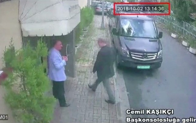 A still image taken from CCTV video shows Jamal Khashoggi as he arrives at Saudi Arabia's consulate in Istanbul, Turkey on Oct. 2, 2018.