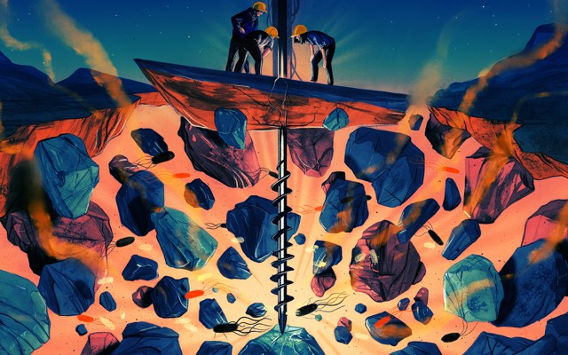 Researchers bore deep into the rocks of the Earth.