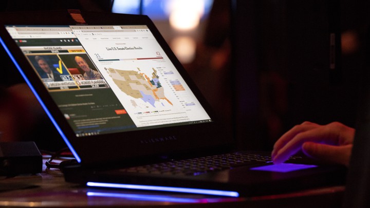 Election results on a computer screen