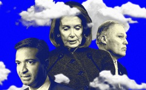 A collage of images of Nancy Pelosi, Carlos Curbelo, and Jay Inslee