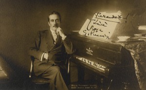 A portrait of Giacomo Puccini with an inscription to the soprano Rose Ader