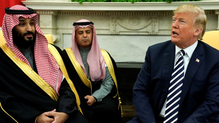 Trump welcomes Saudi Arabia's Crown Prince Mohammed bin Salman in the Oval Office at the White House.