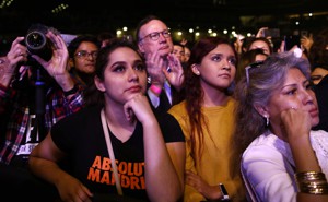 Supporters react as Beto O'Rourke concedes to Ted Cruz.