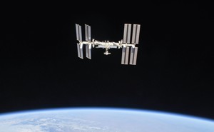 The International Space Station, with Earth below