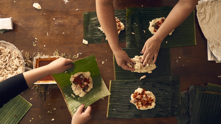 Women make tamales