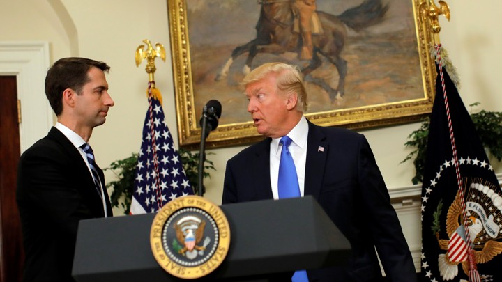 Senator Tom Cotton and President Donald Trump in the White House
