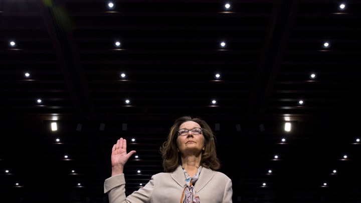 Gina Haspel is sworn in to testify at her Senate confirmation hearing in May.