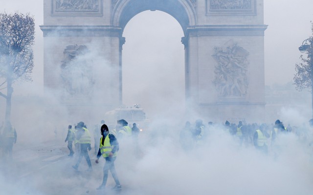 "Yellow vest" protesters clashed with police near the Arc de Triomphe on December 1.