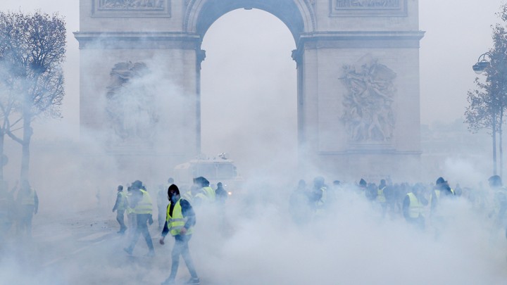 "Yellow vest" protesters clashed with police near the Arc de Triomphe on December 1.