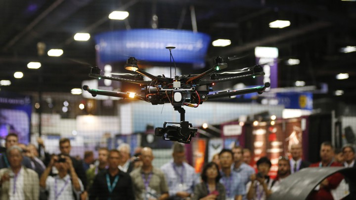 A drone is demonstrated at an exhibition in Washington, D.C.