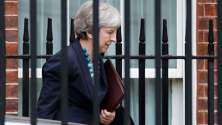 Theresa May leaves Downing Street on Monday.