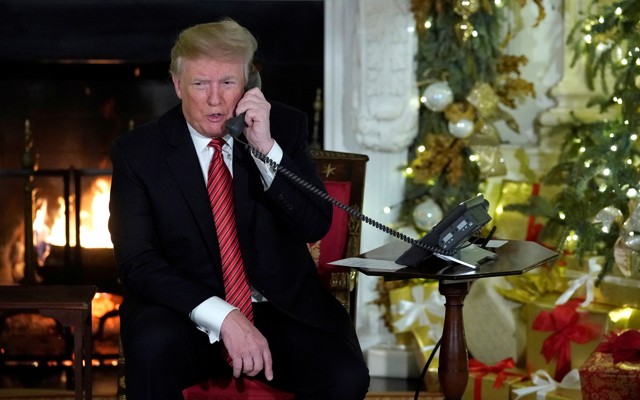 Donald Trump on the phone in the White House