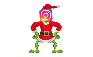The Grinch with the Instagram logo superimposed over his face.
