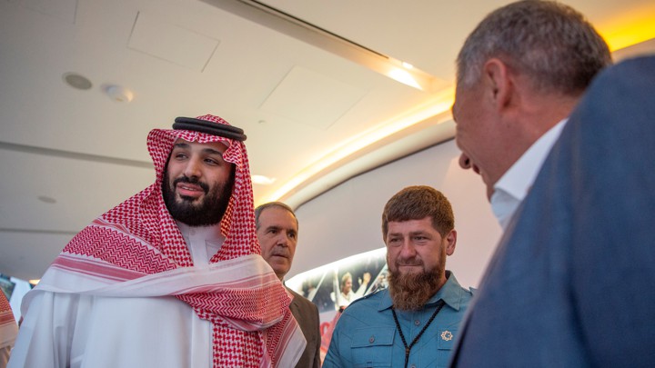 Saudi Crown Prince Mohammed bin Salman stands with Head of the Chechen Republic Ramzan Kadyrov in November 2018.