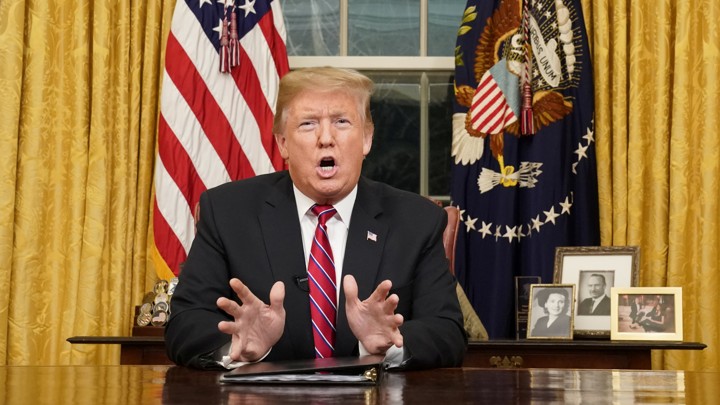 Donald Trump delivers a televised address to the nation about immigration and the southern U.S. border on January 8.