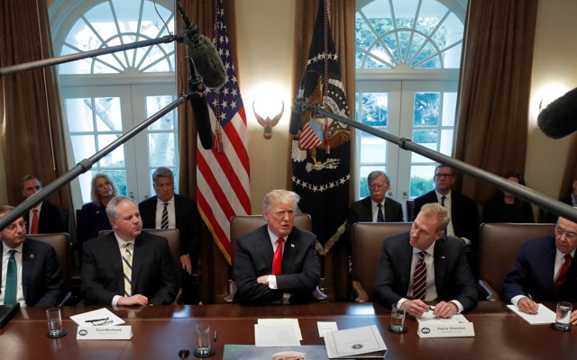 Donald Trump attends a Cabinet meeting on day 12 of the partial U.S. government shutdown on January 2