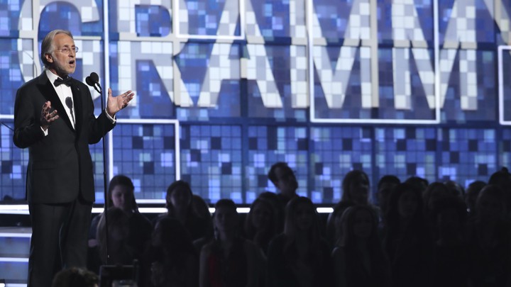 Neil Portnow speaks at the 2019 Grammys.