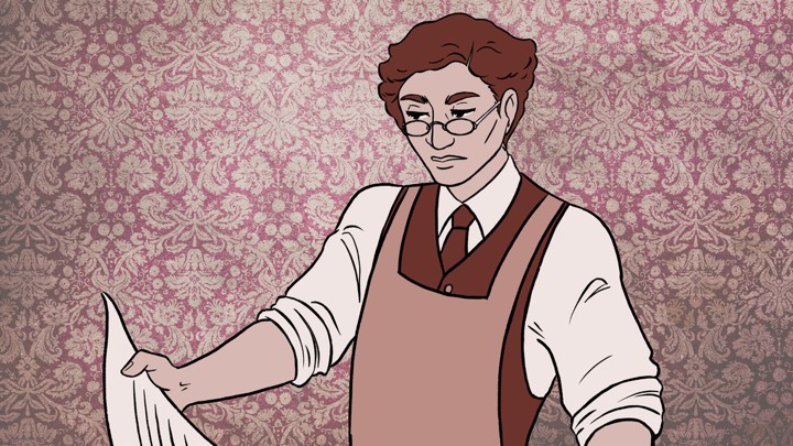 An illustration of T. Taylor Fortune reading a newspaper