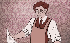 An illustration of T. Taylor Fortune reading a newspaper