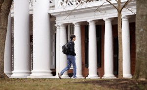 a student walks on campus