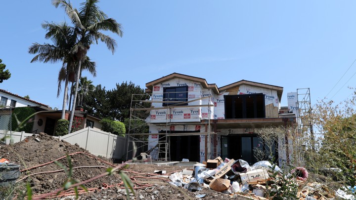 A new apartment building is constructed in Los Angeles on July 30, 2018.