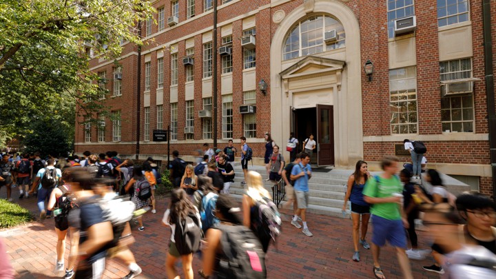 Students on a college campus