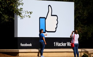 A giant sign outside Facebook's HQ