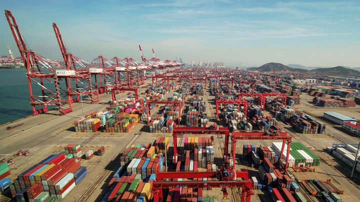 A port in Qingdao, in eastern China's Shandong province
