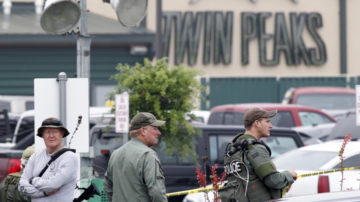 A police officer at the site of the Waco biker shoot-out