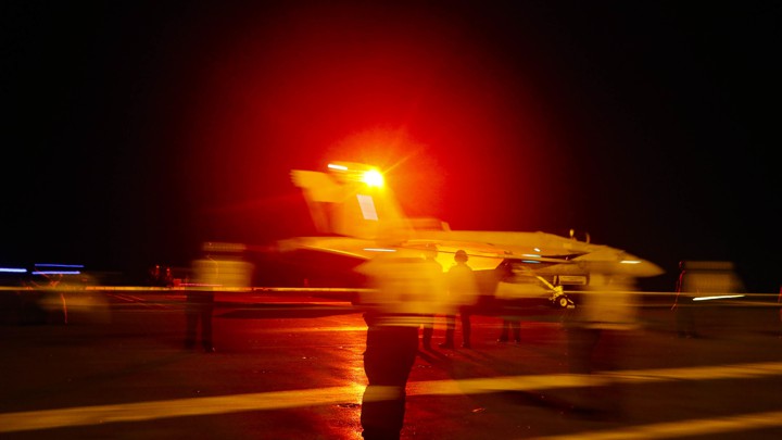 Aboard a U.S. Navy aircraft carrier in the Red Sea