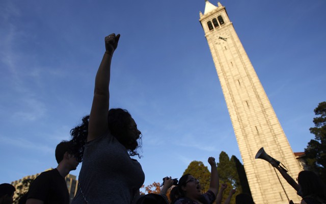 College students demonstrate at the University of California at Berkeley
