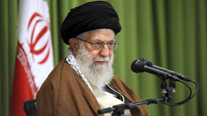 Ayatollah Ali Khamenei speaks at a meeting in Tehran in 2017.