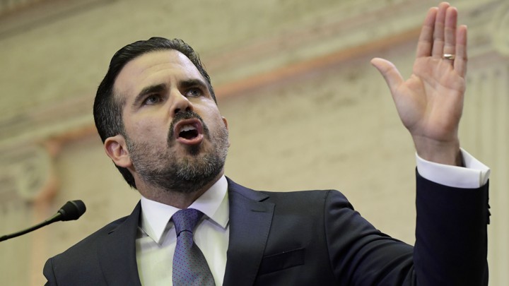 Puerto Rico Governor Ricardo Rosselló delivers an address in San Juan