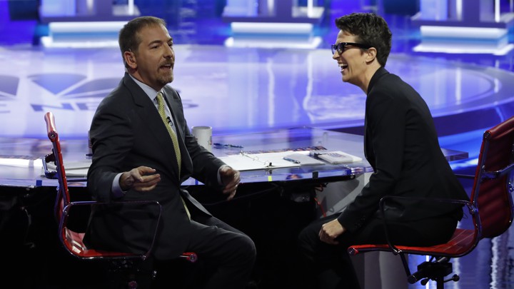 The MSNBC debate moderators Chuck Todd and Rachel Maddow