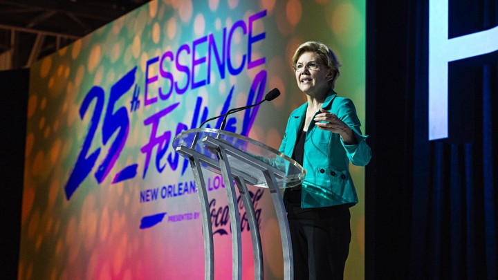 Senator Elizabeth Warren onstage at the Essence Festival in New Orleans, Louisiana
