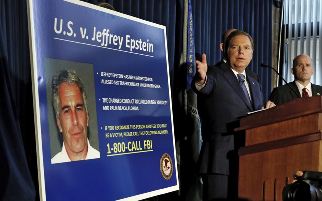 The U.S. attorney for the Southern District of New York speaks during a news conference on Jeffrey Epstein.