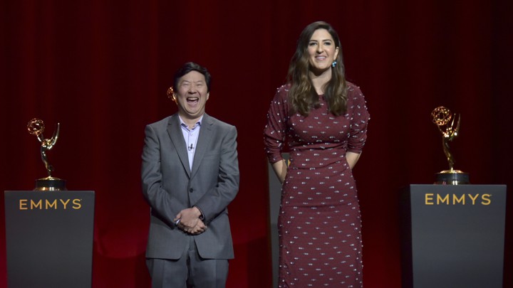 Ken Jeong and D'Arcy Carden announce the nominations for the 71st Emmy Awards on July 16, 2019.